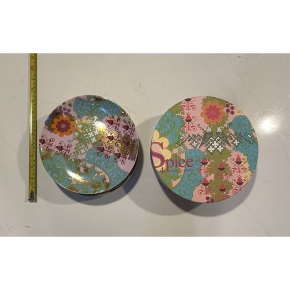 Rosanna Spice Dessert Plates 8” Porcelain Set of 4 Original Box Floral Asian - Picture 3 of 11